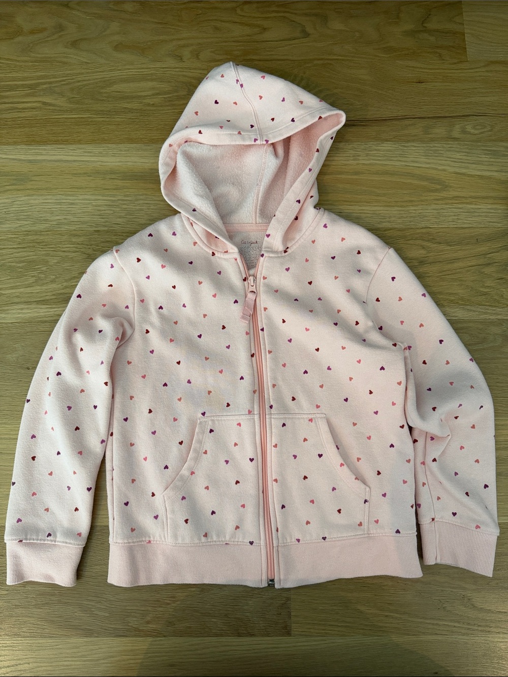 Cat & Jack Light Pink Heart Zip-Up Hoodie